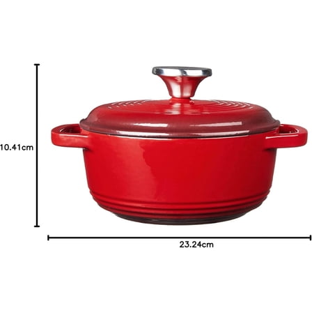 1.5 Quart Enameled Cast Iron Dutch Oven with Lid - Red