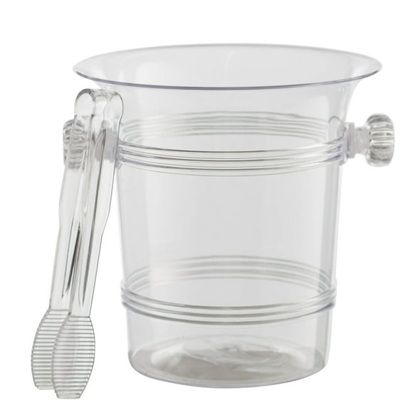 1.5 Quart Hard Plastic Ice Bucket or Candy Holder With Tongs- 6 Count- Clear