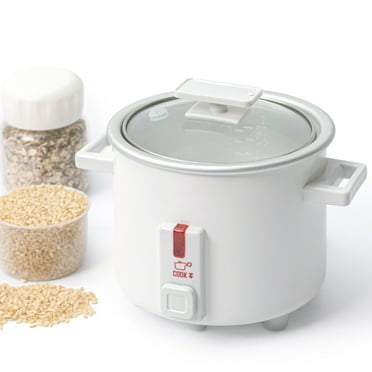1.5 Quart Mini Rice Cooker, Small Non-Stick Coated Insert Food Steamer and Dishwasher-Safe Glass Lid and Pot, White