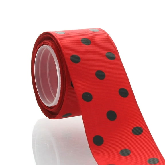 1.5" Red/Black Dot Grosgrain Ribbon 5 Yard