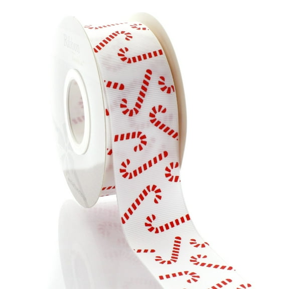 1.5" Red Candy Cane Grosgrain Ribbon 25 Yards