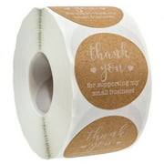 1.5 Round Brown Kraft Thank You For Supporting My Small Business Stickers / 500 Thanks Stickers / White Ink Small Business Thank You Labels / Made In The USA
