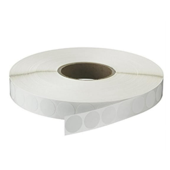 1.5" Round White Paper Tabs/Wafer Seals w Plain Edges, Permanent Adhesve - Roll of 5,000