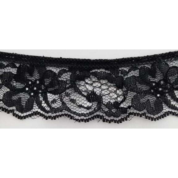 1.5" Ruffled Gathered Lace Trimming - 12 Yards