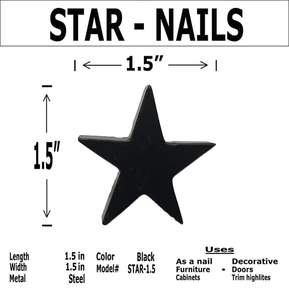 1.5" STAR HEAD - Clavos Nails - Black Iron Decorative nails 1