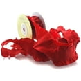thumbnail image 1 of 1.5" Satin Double Ruffle Ribbon 250 Red 25 Yard, 1 of 2