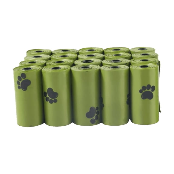 1.5 Silk 1 Volumes Footprints Pet Waste Bags, Scented Biodegradable Dog Poop Bag Dispensers, 15-Pack Pick Up Bags, Green Pet Supplies