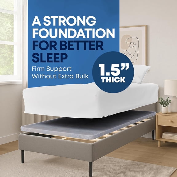 1.5" Split Wood Bunkie Board for Twin Bed, 2-Piece Under Mattress Support with Fabric Cover, Fully Assembled