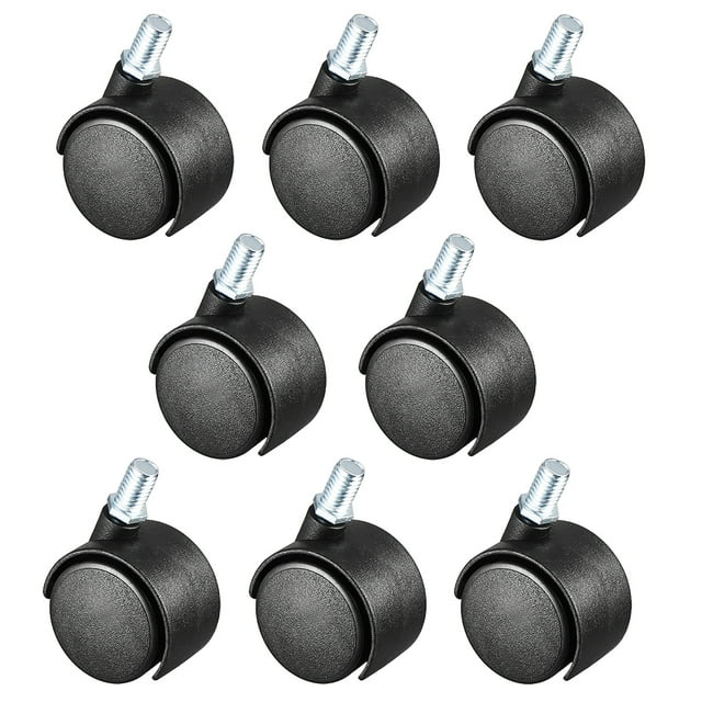 1.5" Swivel Caster Wheels Nylon Threaded Stem M8x0.59" (8 per pack)