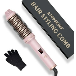 1.5 Inch Thermal Brush Curling Iron Brush Volumizing Brush Heated Round Brush Ceramic Tourmaline Ionic Curling Comb Dual Voltage Travel Curling Iron with Brush 10 Temperature Settings LCD Display Walm...