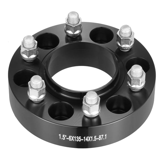 1.5" Thick 6-Lug Wheel Spacers (6x5.3" Bolt Circle) - 4-PC Forged Adapter Kit - Black