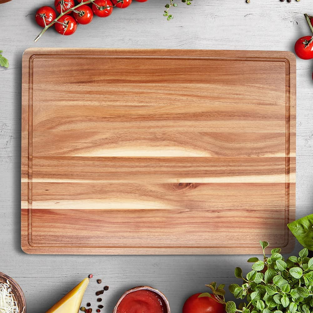 XL Cutting Board for Kitchen, 20x15 Extra Large, 1 Thick Bamboo Wood Butcher Chopping Block, Cheese Board, Durable Reversible with Juice Grooves