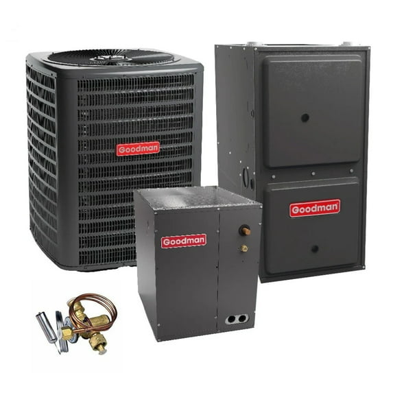 1.5 Ton 14.5 SEER2 Goodman Heat Pump GSZH501810 and 97% AFUE 60,000 BTU Gas Furnace GCVM970603BN Downflow System with Coil CAPTA2422B4