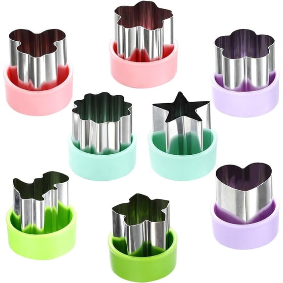 Vegetable Cutter Shapes Set (8 Pack)  1.5" Stainless Steel Mini Cookie & Fruit Cutters for , Bento Lunch, Sandwich, Fondant, Cheese, Baking & Food Prep