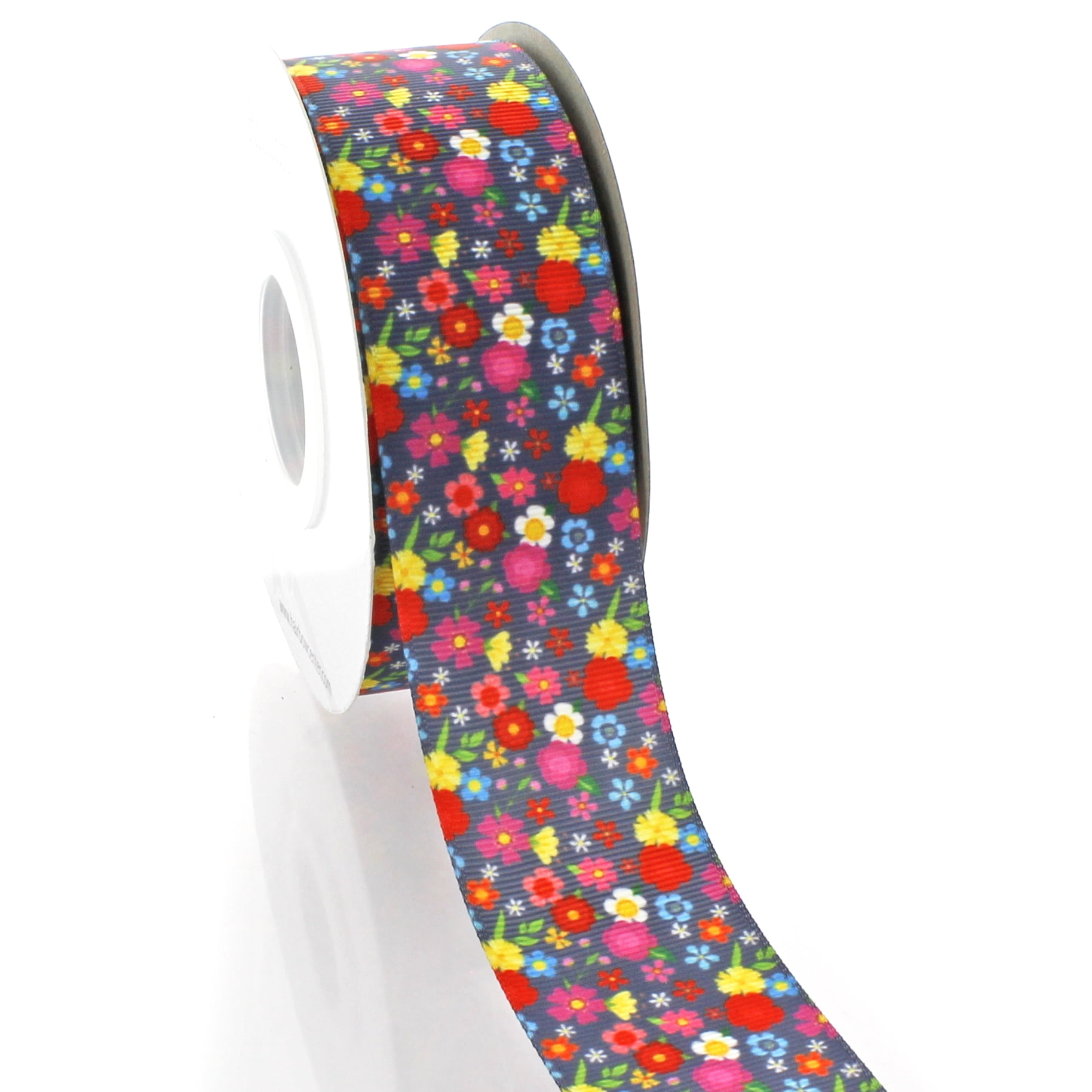 1.5" Vintage Blue Floral Grosgrain Ribbon 100 Yard