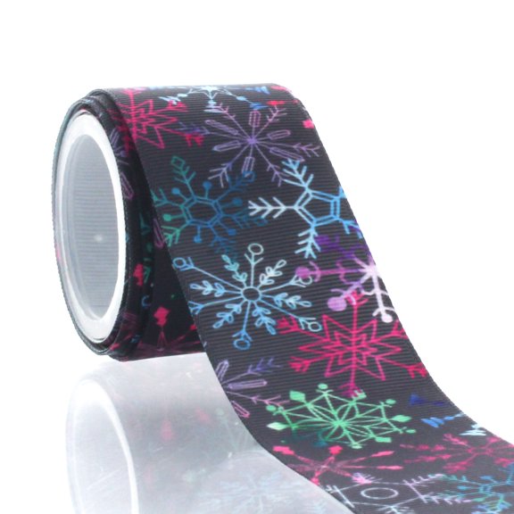 1.5" Watercolor Snowflakes Grosgrain Ribbon 5 Yard