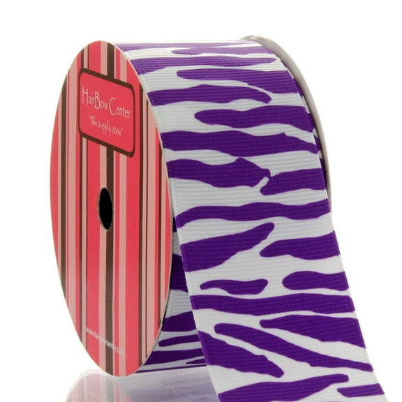 1.5" White/Neon Purple Zebra Grosgrain Ribbon 5 Yard