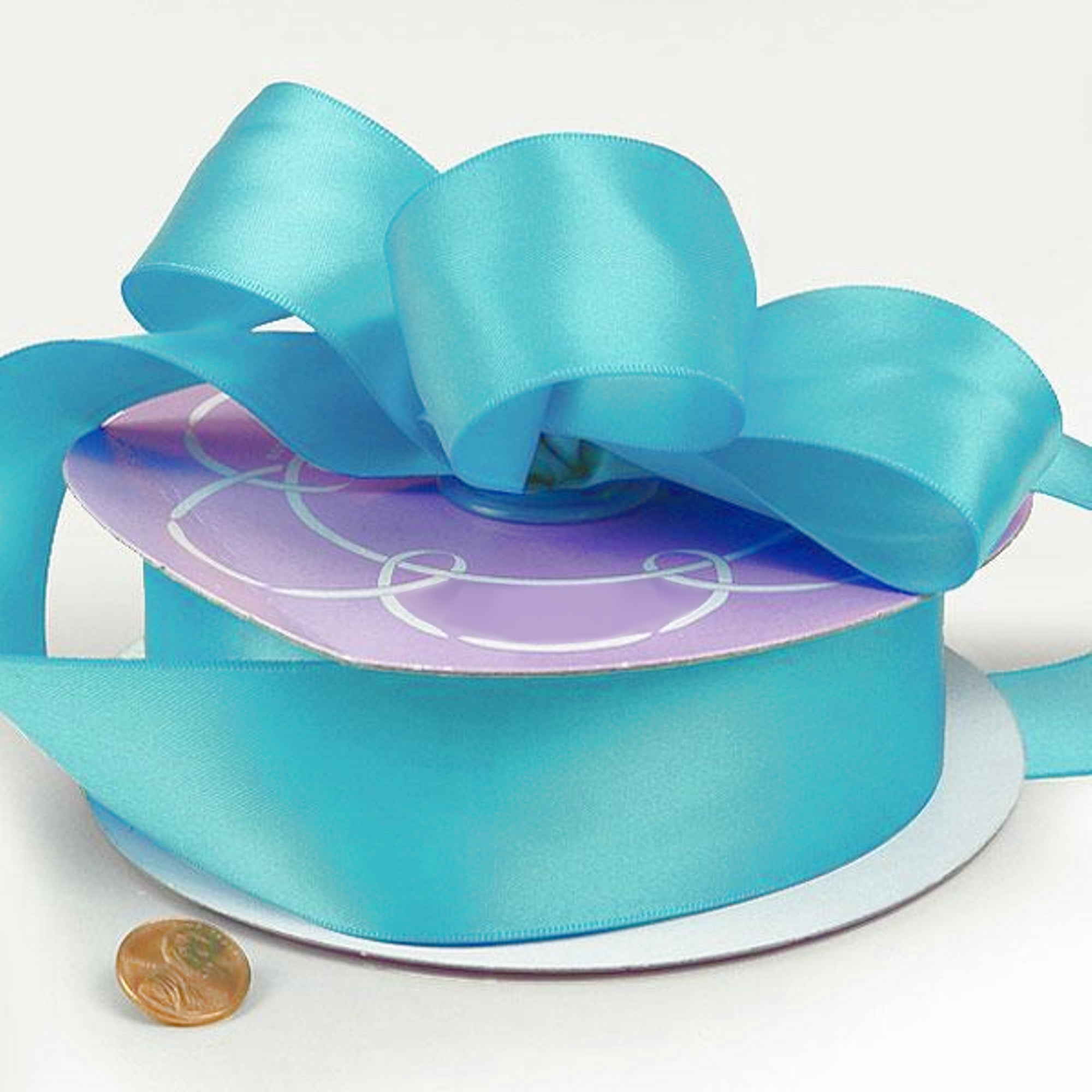 1.5" Wide Aegean Blue Double Faced Satin Ribbon - 50 Yards (Not Wired)