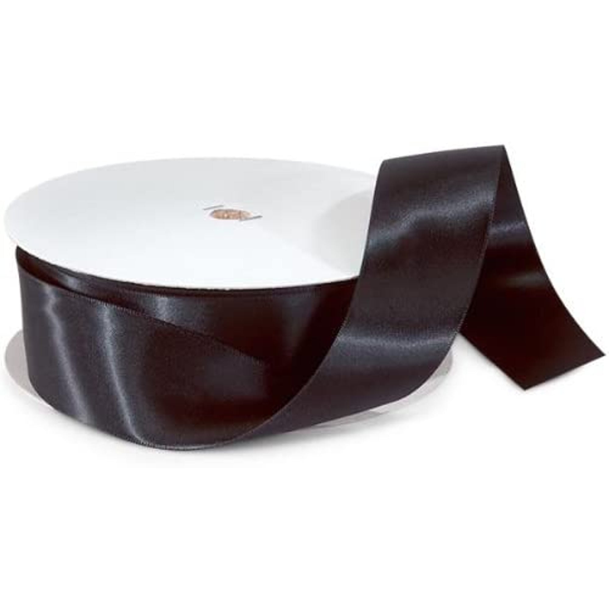 1.5" Wide Black Double-Faced Satin Ribbon - 50 Yard Spool (Not Wired)