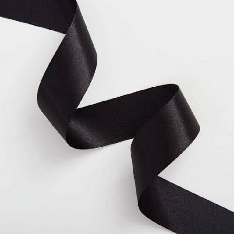 Vintage 30s Wide black satin ribbon Rayon ribbon Double sided satin