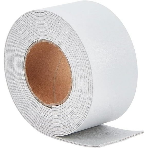 1.5" Wide Leather Strap 79" Long Double-Sided Lychee Pattern Leather Strips PU Flat Leather Cord Strings White DIY