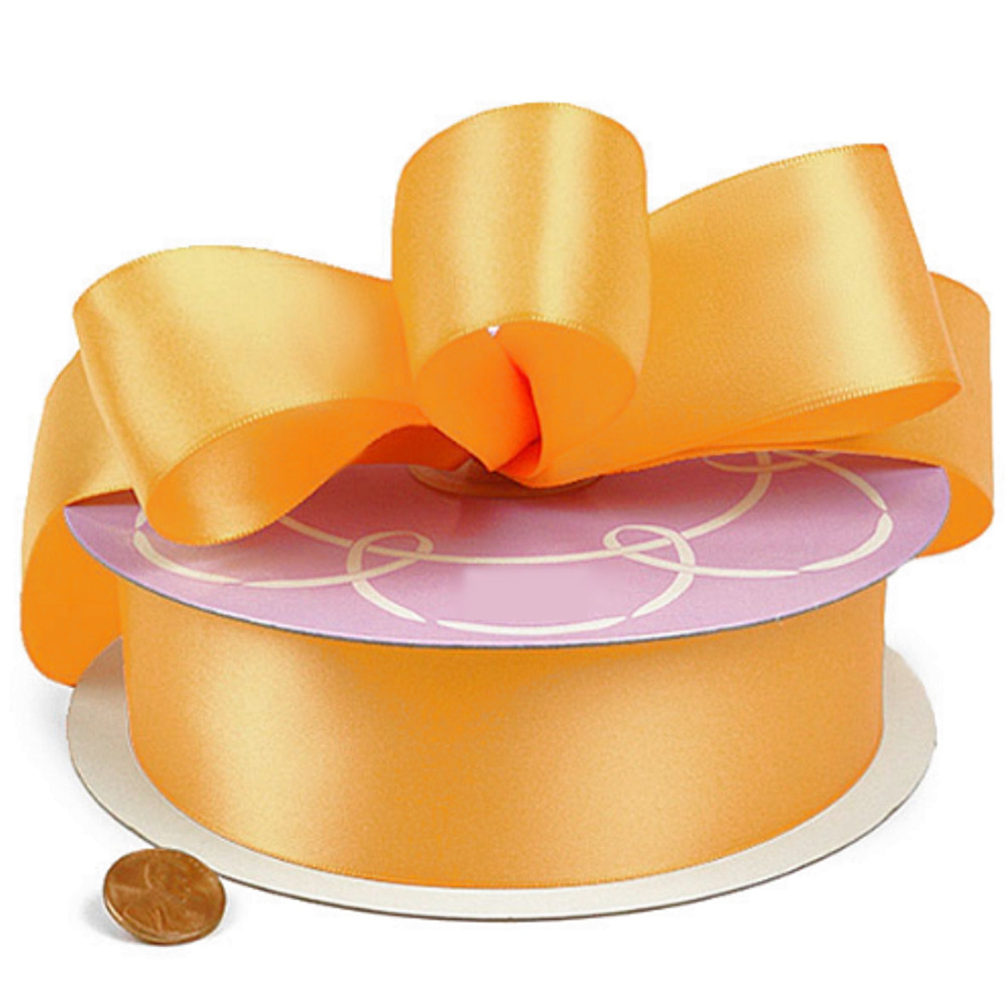 1.5" Wide Light Gold Double Faced Satin Ribbon - 50 Yards (Not Wired)