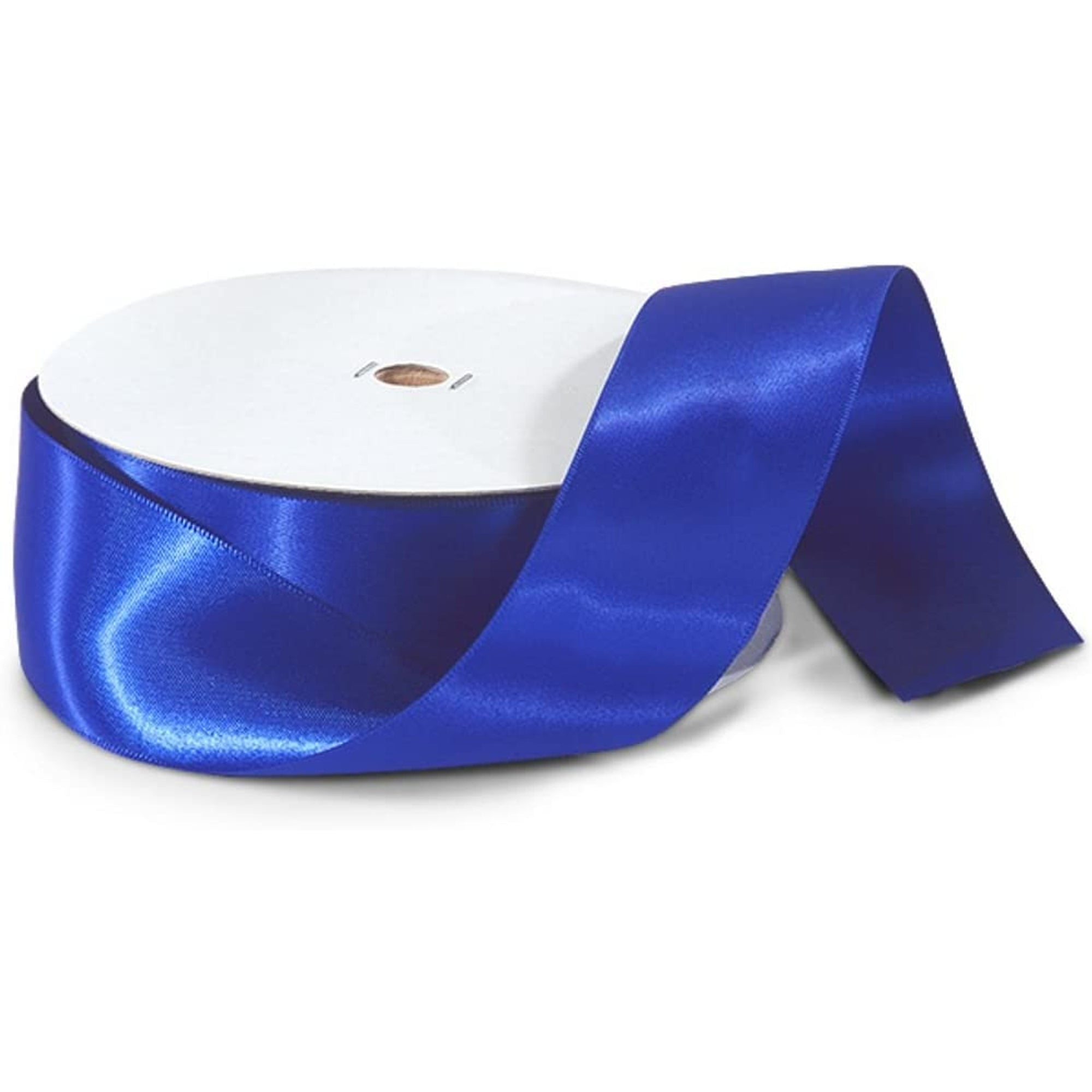 1.5" Wide Royal Blue Double-Faced Satin Ribbon - 50 Yard Spool (Not Wired)