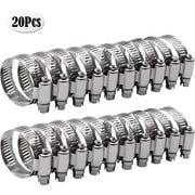 1.5" Worm Gear Hose Clamp - SAE 24 Size, Full Stainless Steel with 1/2" Band Working Range 27mm - 51mm Duct Clamp Pipe Clamp Worm Drive Hose Clamp Fuel Line Clamp 20 Pack, 27mm - 51mm