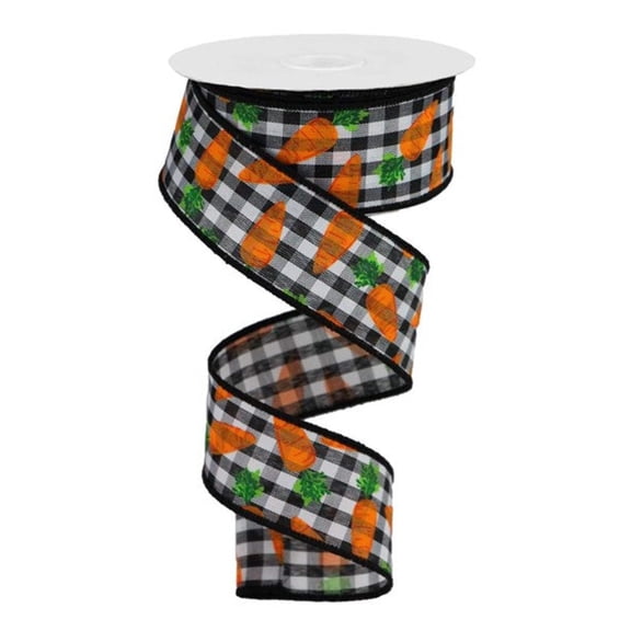 1.5" X 10 yd Carrots On Gingham Check