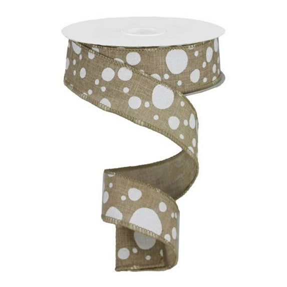 1.5"X 10 yd Irregular Dots On Royal : Lt Beige/White/Silver