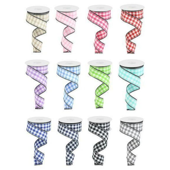 1.5"X10YD GINGHAM CHECK ASSORTMENT 12 ASSORTED RW8139