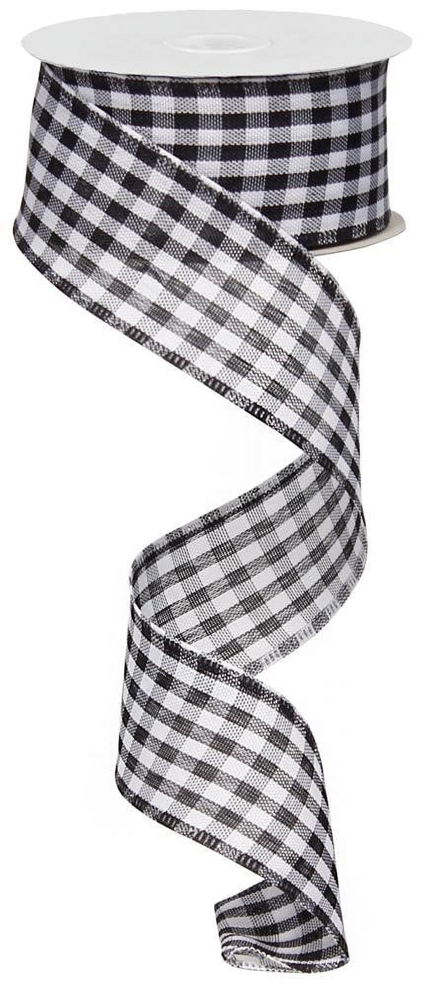 1.5"X50yd Black and White Gingham Check-Wired RibbonTR76709-L6