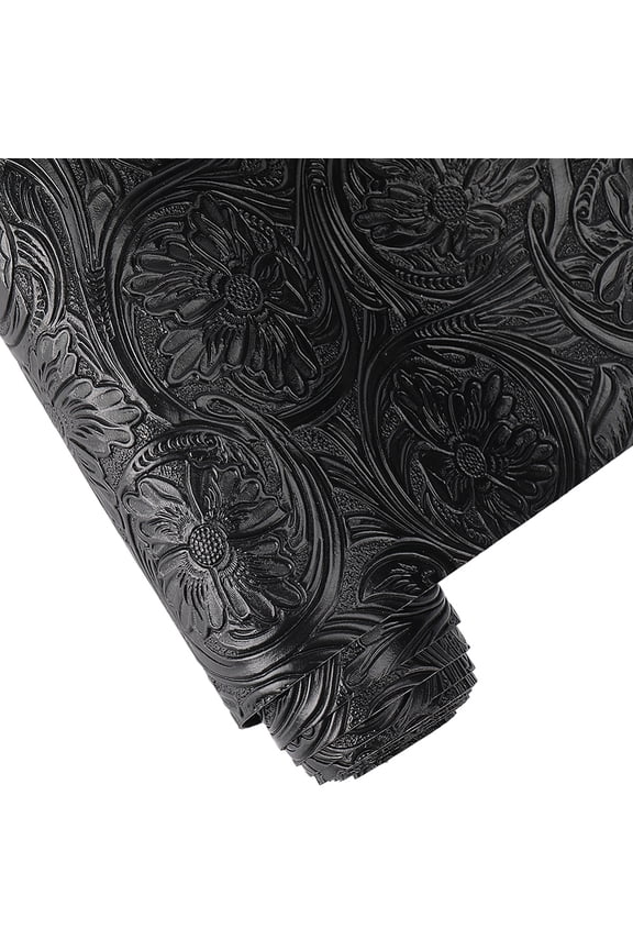 1.5 Yards11.9 Inch Solid Color Embossed PU Leather Sheets Textured Vintage Floral Pattern PU Leather Fabric Sheets for DIY Earrings