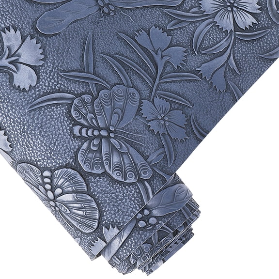 1.5 Yards11.9 Inch Vintage Floral Pattern Embossed PU Leather Sheets Textured Solid Color PU Leather Fabric Sheets DIY