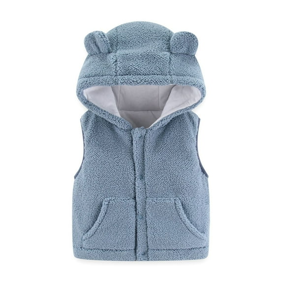 1-5 Years Baby to Toddler Hooded Vests Unisex Infants Sleeveless Padded Waistcoat Hoodie Jacket