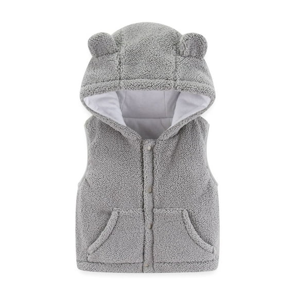1-5 Years Baby to Toddler Hooded Vests Unisex Infants Sleeveless Padded Waistcoat Hoodie Jacket