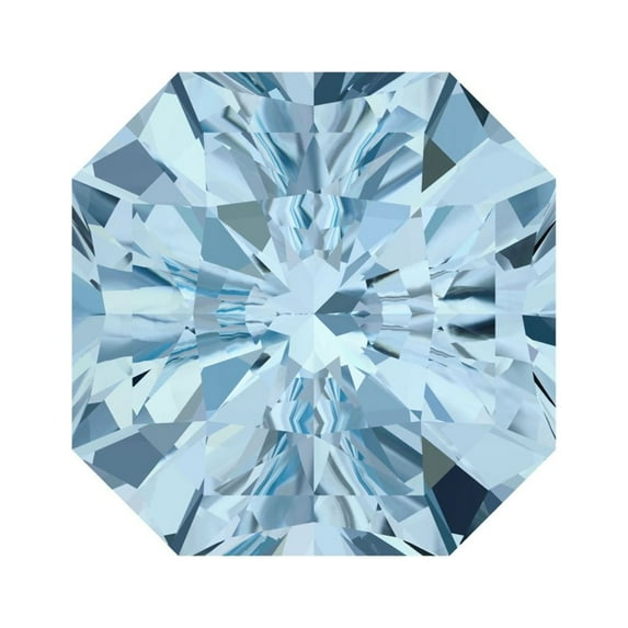 1.5 ct 6.5x6.5mm Asscher Cut Simulated Blue Aquamarine March Birthstone