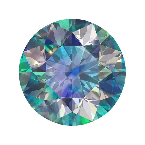 1.5 ct 7.5mm Round Cut VVS1 Synthetic Blue moissanite September Birthstone