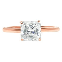 1.5 ct Asscher Cut Genuine Cultured Diamond VS1-VS2 G-H 18K Rose Gold Solitaire Promise Wedding Statement Engagement Designer Ring size 3.5