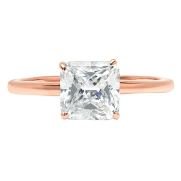 1.5 ct Asscher Cut Genuine Cultured Diamond VS1-VS2 G-H 18K Rose Gold Solitaire Promise Wedding Statement Engagement Designer Ring size 3.5