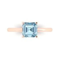 1.5 ctw Solitaire Anniversary Ring for Women | Asscher Cut Natural Aquamarine | Hyperallergenic Solid 18K Rose Gold