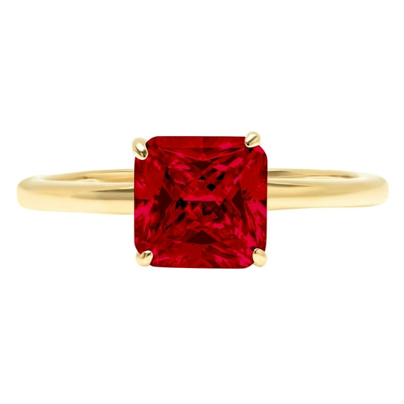 1.5 ct Asscher Cut Natural Garnet Solitaire 18K Yellow Gold Womens Engagement Ring