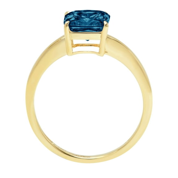 1.5 ct Asscher Cut Natural London Blue Topaz Solitaire Engagement Ring for Women in 18K Yellow Gold