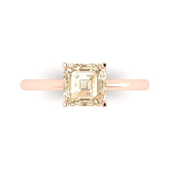 1.5 ct Asscher Cut Natural Morganite Solitaire 18K Rose Gold Womens Engagement Ring
