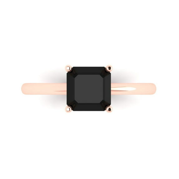 Clara Pucci 14K Rose Gold 1.5ct Onyx Solitaire Ring for Women