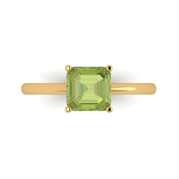 Solitaire Engagement Ring for Women - 1.5ct Natural Peridot in 14K Yellow Gold Promise Ring