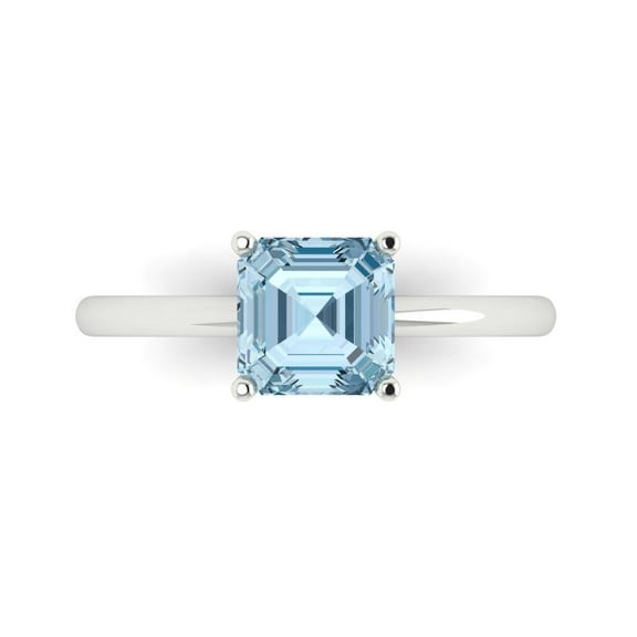 Clara Pucci 14K White Gold 1.5ct SkyBlueTopaz Solitaire Ring for Women