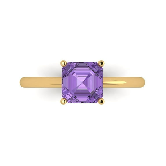 Clara Pucci 14K Yellow Gold Solid Gold Alexandrite Solitaire Anniversary Ring for Women - 1.5 cttw Asscher Cut