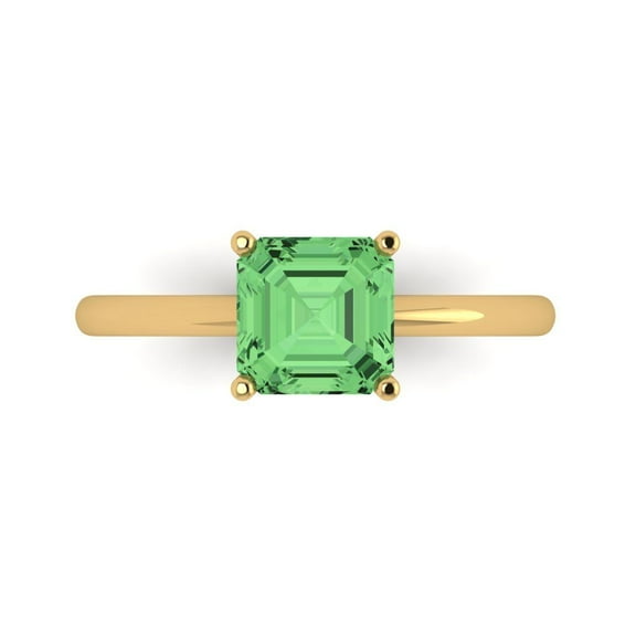 Clara Pucci 14K Yellow Gold 1.5ct Green Solitaire Ring for Women