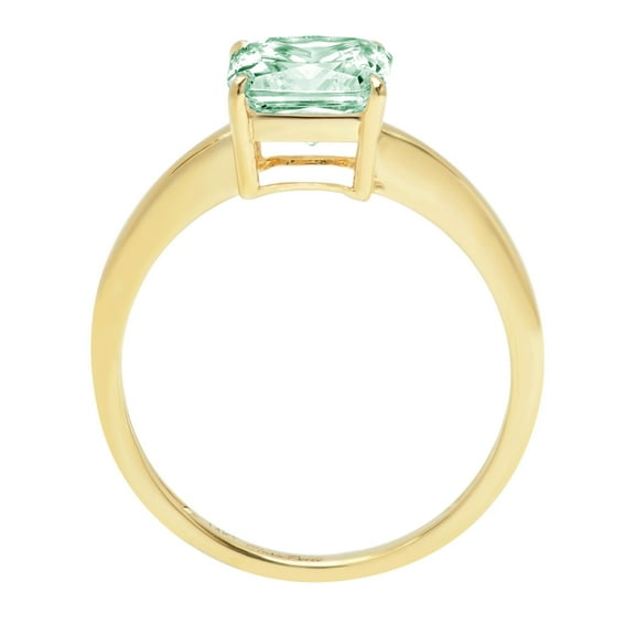 1.5 ct Asscher Cut Simulated Green Diamond Solitaire Engagement Ring for Women in 18K Yellow Gold